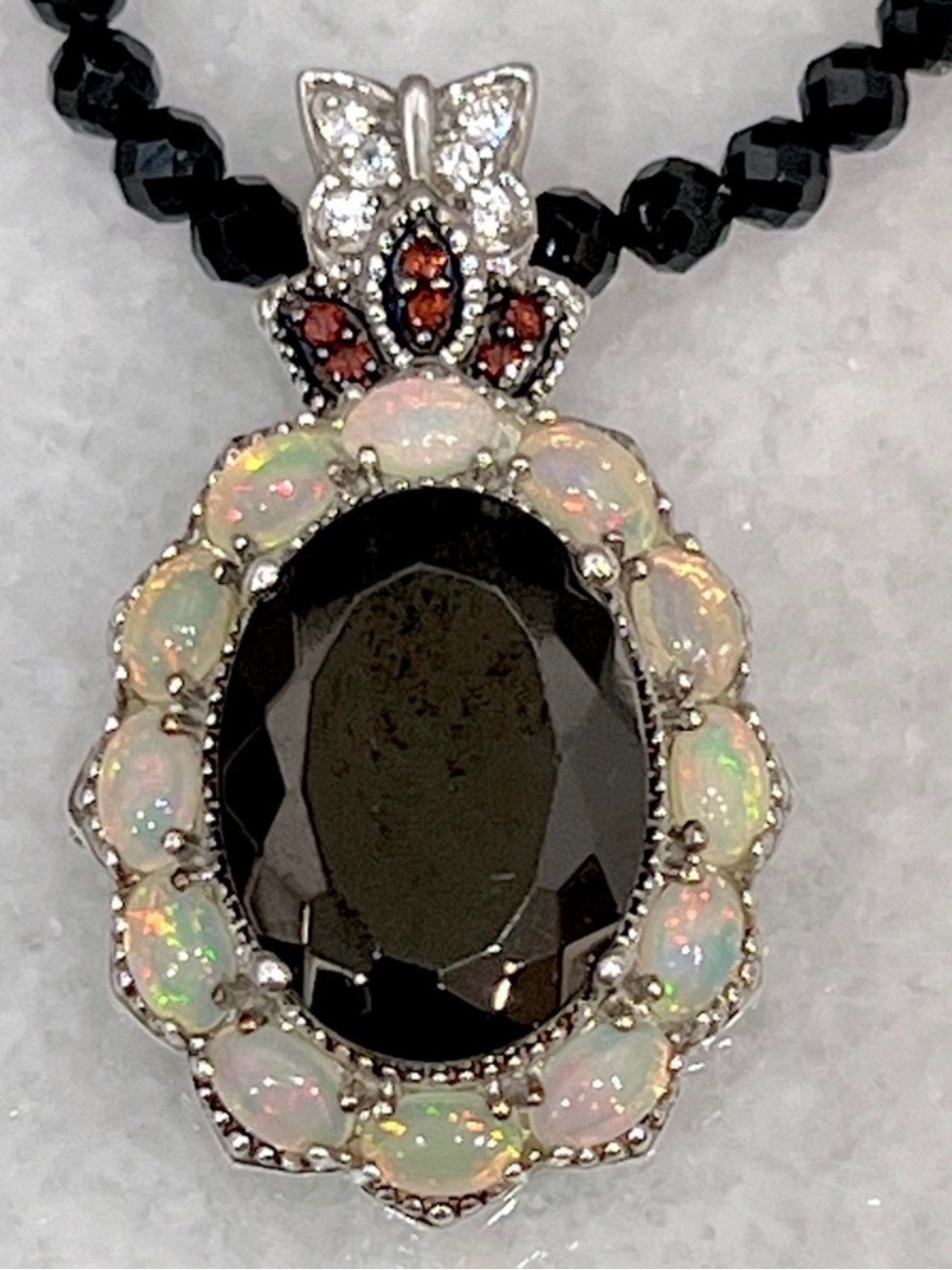 Silver Shungite Opal n Multigemstone Pendant (Chain is NOT included)